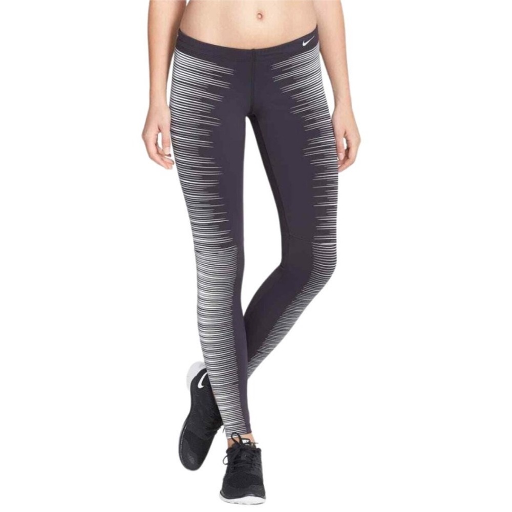 Nike Pro Flash Reflective Dri Fit Leggings Size S Small Womens Gray Silver